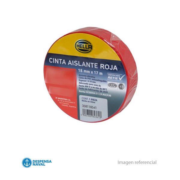 Cinta Aisladora Roja 18mmx17mt