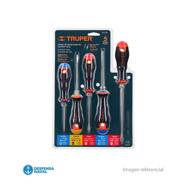 Juego 5 Destornilladores Mangos Grip DTJ-5B