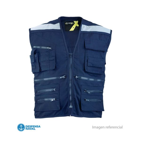 Chaleco Geologo Poplin Azul C/Reflectante T- L